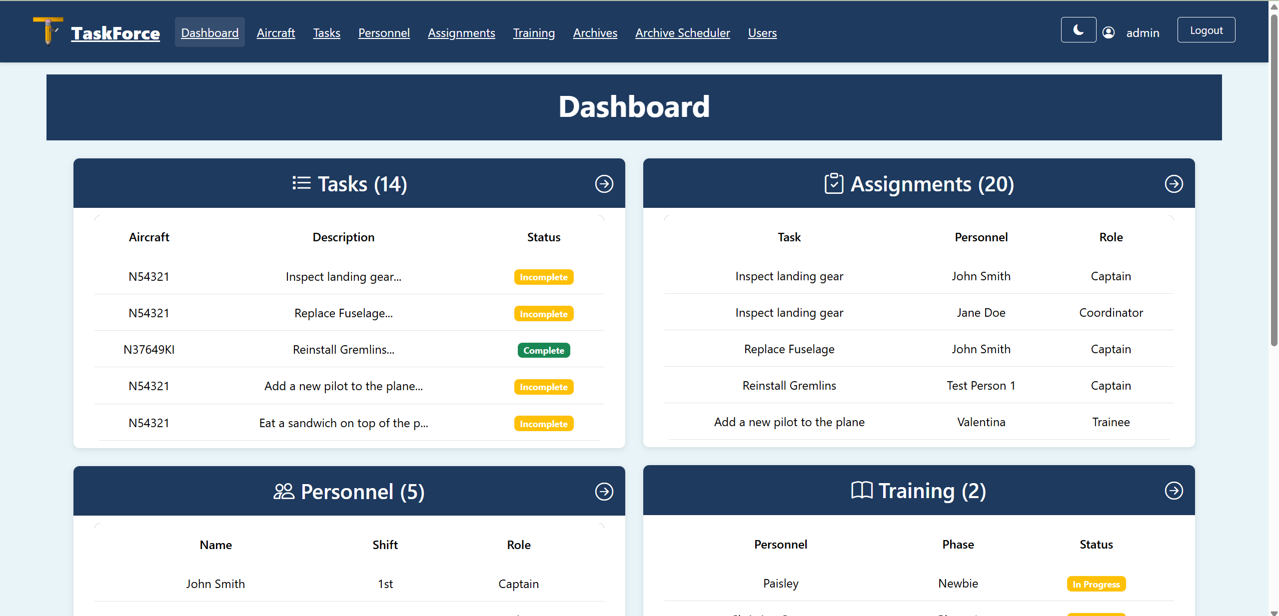 TaskForce Dashboard
